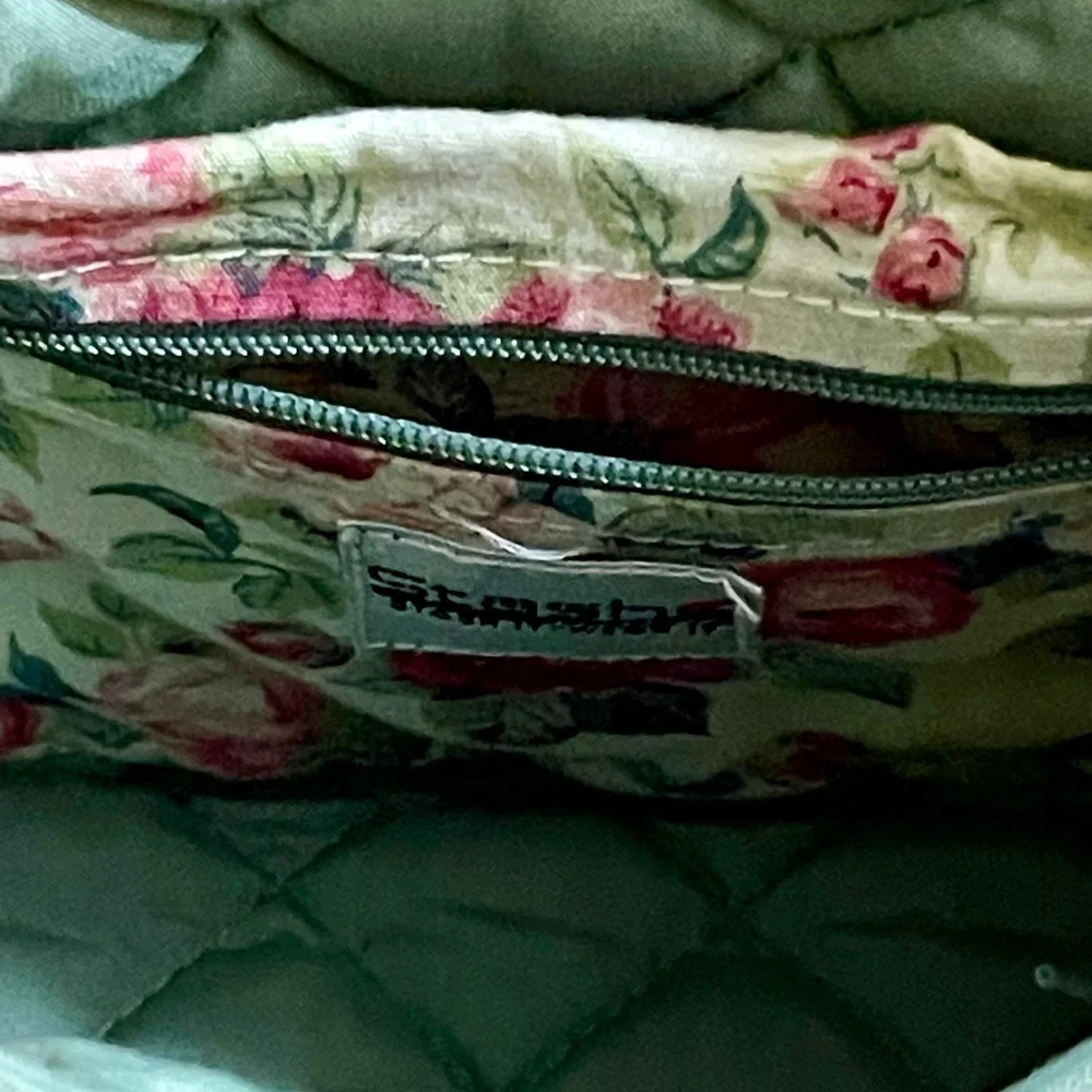 Quilted Floral Satchel Bag in Pink and Cream